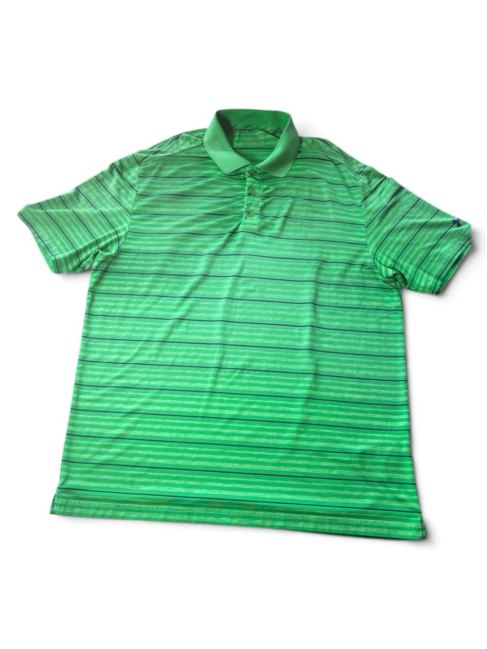 Under Armour HeatGear Golf Polo Shirt XL Green Striped Sporty Preppy Casual